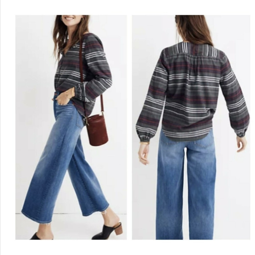 Madewell V-neck Button-Down Shirt Pineview Plaid